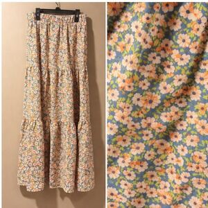 Skue Ditsy Floral Maxi Women L Multicolor Peasant Boho Fairy Prairie Cottagecore